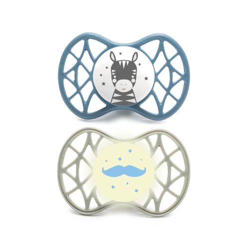 Nuvita Orthosoft Air55 2db-os cumi szett 6+ - Powder Blue/Sage Green - zebra/bajusz 70842