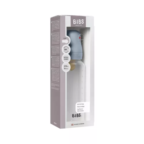 BIBS Cumisüvegszett 270 ml natúr kaucsuk cumifejjel - Pasztellkék