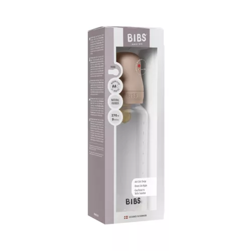 BIBS Cumisüvegszett 270 ml natúr kaucsuk cumifejjel - Púderrózsaszín 
