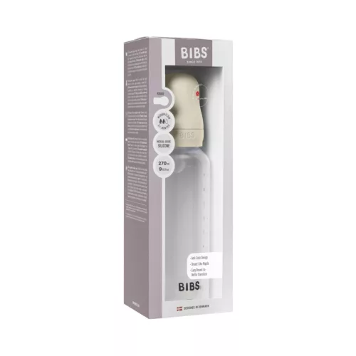 BIBS Cumisüvegszett 270 ml szilikon cumifejjel - Krémfehér