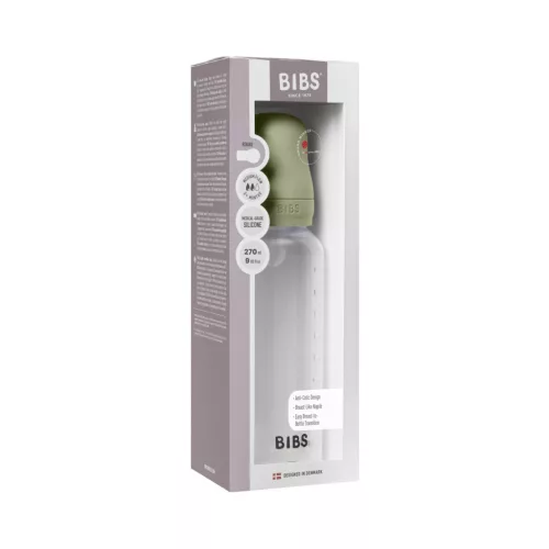 BIBS Cumisüvegszett 270 ml szilikon cumifejjel - Zsálya