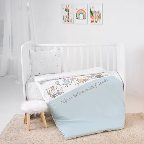 Lorelli 5 részes ágynemű garnitúra - Happy Friends Blue