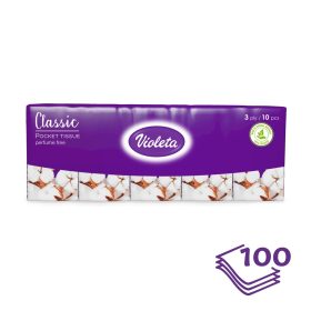   Violeta papírzsebkendő 3 rétegű, 10×10 db – classic soft