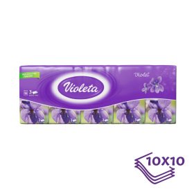 Violeta papírzsebkendő 3 rétegű, 10×10 db – ibolya