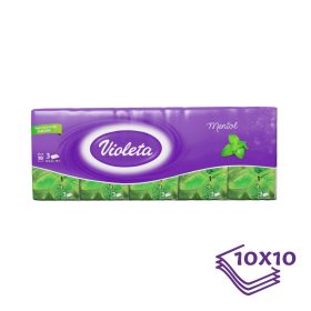 Violeta papírzsebkendő 3 rétegű, 10×10 db – mentol