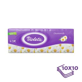 Violeta papírzsebkendő 3 rétegű, 10×10 db – kamilla