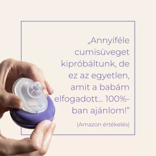 Lansinoh 2 db cumisüveg lassú folyású etetőcumival + 2 db fedéllel, 160 ml