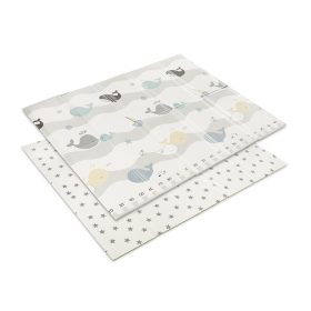   Lorelli Összehajtható 2 oldalas thermo játszószőnyeg 180x200cm - Grey Waves & stars