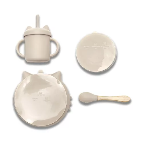 Lorelli Természetes szilikon 4 db-os étkészlet - Beige