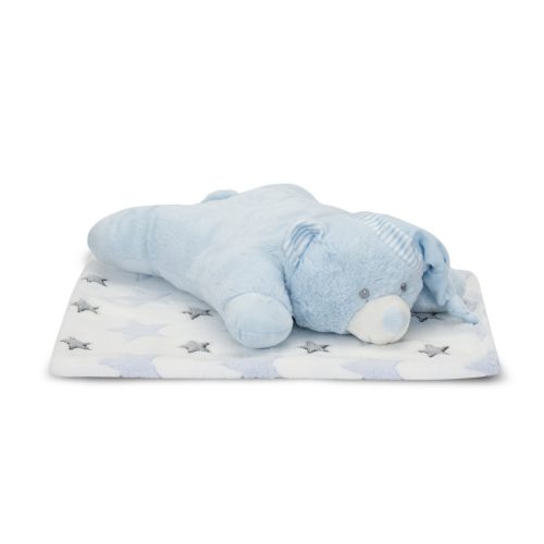 Lorelli Poffy Duo takaró 75x90 cm párnával 45x30 cm - White Blue Teddy Bear