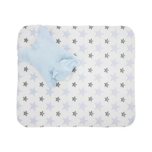 Lorelli Poffy Duo takaró 75x90 cm párnával 45x30 cm - White Blue Teddy Bear