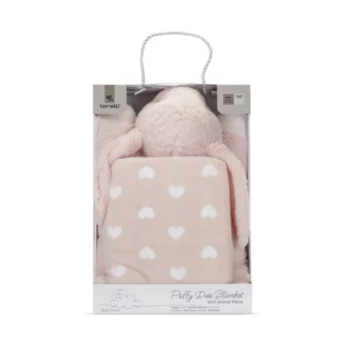 Lorelli Poffy Duo takaró 75x90 cm párnával 45x30 cm - Peach Bunny