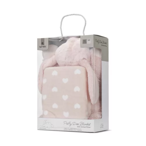 Lorelli Poffy Duo takaró 75x90 cm párnával 45x30 cm - Peach Bunny