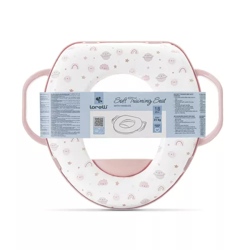 Lorelli párnázott WC szűkítő fogantyúval - Planets Pink