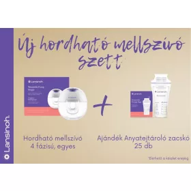   Lansinoh hordható mellszívó – 4 fázisú, egyes + AJÁNDÉK Lansinoh anyatejgyűjtő zacskóval 25 darabos