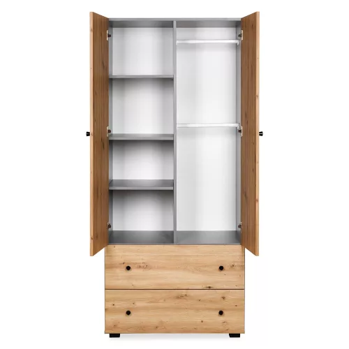 Little Sky Pauline 2 ajtós 2 fiókos szekrény - szürke & tölgy