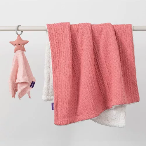 ClevaMama sherpa babatakaró 75x100 cm - Rózsaszín