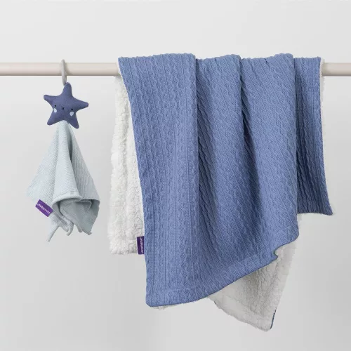 ClevaMama sherpa babatakaró 75x100 cm - Kék