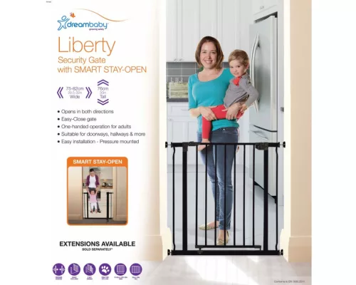 Dreambaby Liberty biztonsági ajtórács 75-81 cm - fekete