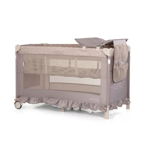 Chipolino Palace multifunkciós utazóágy baldachinnal - Latte