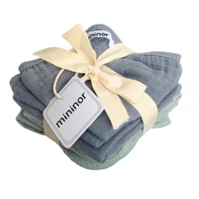 Mininor biopamut kendő 25x25 cm 6 db - szürke/zöld
