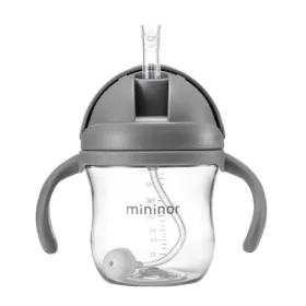 Mininor szívószálas itatópohár 220 ml - szürke