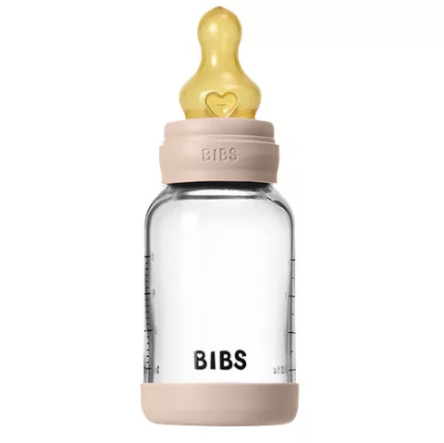 BIBS Cumisüvegszett 120ml natúr kaucsuk cumifejjel - Púderrózsaszín