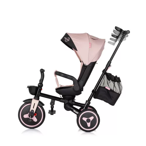 Chipolino Twisfold összecsukható tricikli 360° forgatható üléssel - powder pink