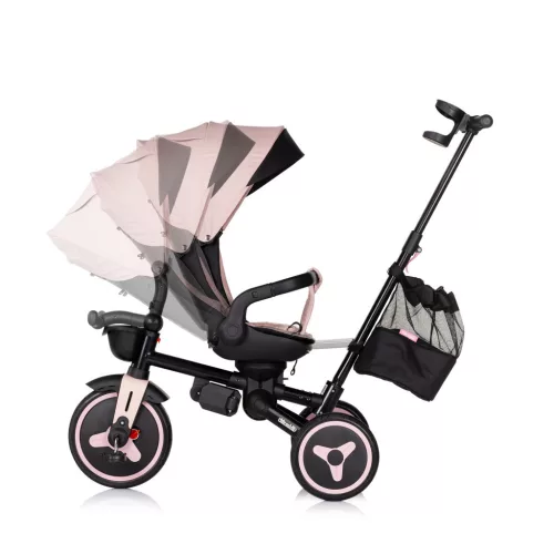 Chipolino Twisfold összecsukható tricikli 360° forgatható üléssel - powder pink