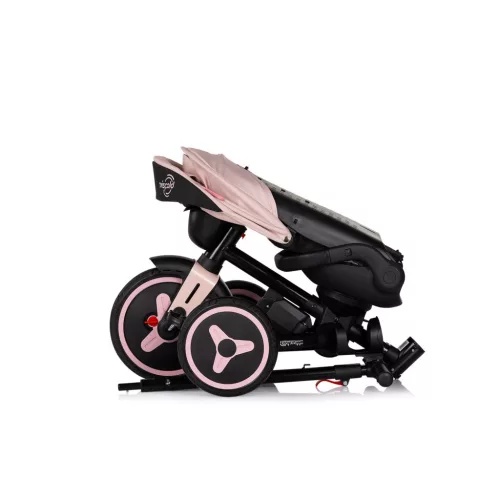 Chipolino Twisfold összecsukható tricikli 360° forgatható üléssel - powder pink
