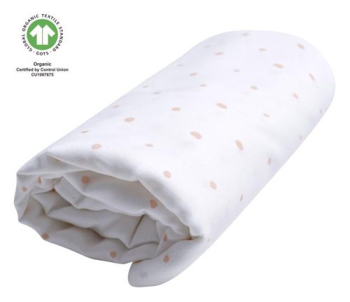 MOTHERHOOD Muszlin pelenka BIO XXL 130x130 cm - Pink and Black Dots