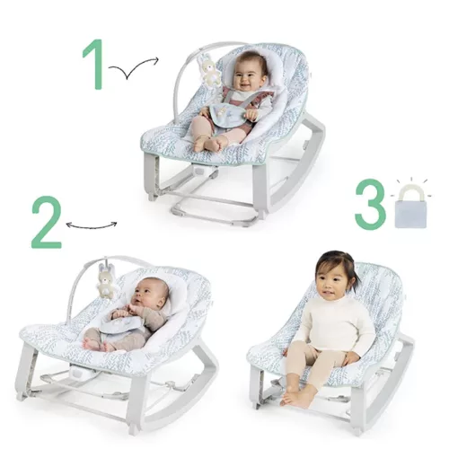 INGENUITY Keep Cozy rezgő pihenőszék 3 az 1-ben 18kg-ig - Spruce