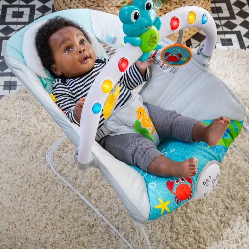 Baby Einstein Zenélő rezgő pihenőszék fényekkel Kick to It Neptune 9 kg-ig