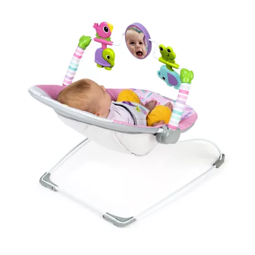Bright Starts Rezgő pihenőszék, Pink Paradise™, 0 hó+, 9 kg-ig