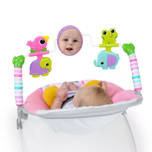 Bright Starts Rezgő pihenőszék, Pink Paradise™, 0 hó+, 9 kg-ig