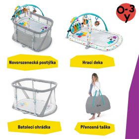   BABY EINSTEIN Kiságy járókával és zongorával 3in1 Kick & Snooze - 0hó+