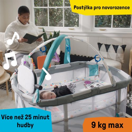 BABY EINSTEIN Kiságy járókával és zongorával 3in1 Kick & Snooze - 0hó+