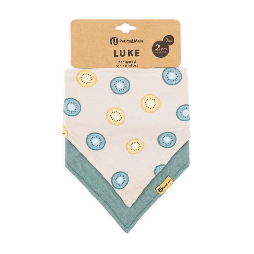 PETITE&MARS Nyálkendő Luke 2 db Beige Kiwis&Misty Green 3hó+