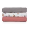 Petite&Mars Bambusz muszlin 3db-os pelenka szett, Moussy Rose Rainbows, 68 x 68 cm