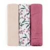 Petite&Mars Bambusz muszlin 3db-os pelenka szett Moussy Pink Meadow 68 x 68 cm