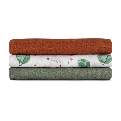 Petite&Mars Bambusz muszlin 3db-os pelenka szett Moussy Celestial Planets 68 x 68 cm