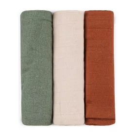   Petite&Mars Bambusz muszlin 3db-os pelenka szett Moussy Earth Tones 68 x 68 cm