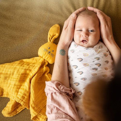 Petite&Mars Bambusz muszlin szundikendő, Hugo Intense Ochre, 0 hó+