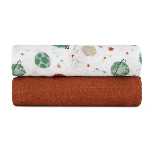 Petite&Mars Bambusz muszlin 2db-os pelenka szett Misty Celestial Planets 120 x 120 cm