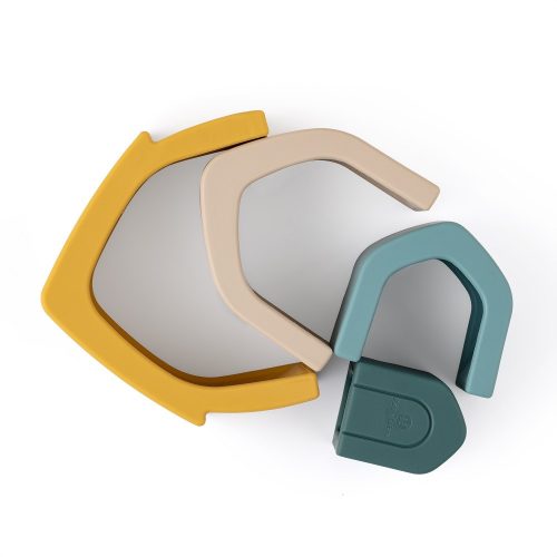 Petite&Mars szilikon egymásra rakható játék, House, Intense Ochre, 12 hó+