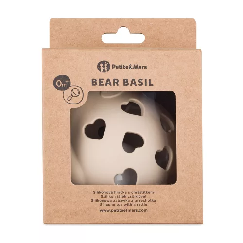 Petite&Mars Szilikon játék csörgővel Bear Basil Desert Sand 0m+