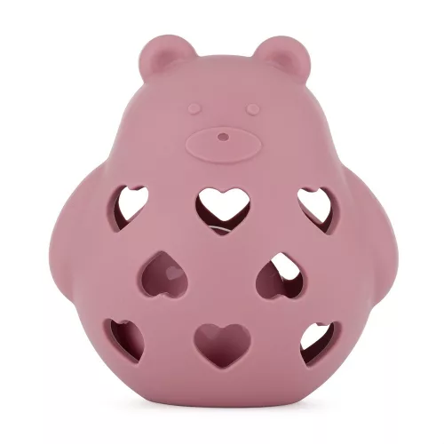Petite&Mars Szilikon játék csörgővel Bear Basil Dusty Rose 0m+