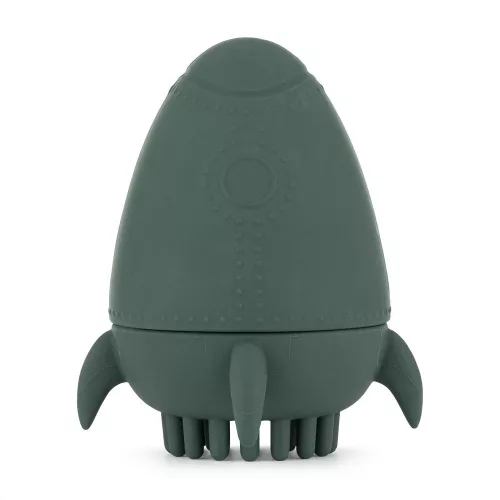 Petite&Mars Szilikon fürdőjáték kefével Splashy Rocket Misty Green 6m+