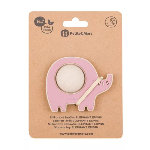 Petite&Mars Szilikon játék Elephant Edwin Dusty Rose 6hó+