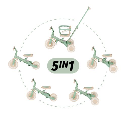 Petite&Mars Multifunkciós 5 az 1-ben Turbo tricikli – limitált Green Twist kiadás